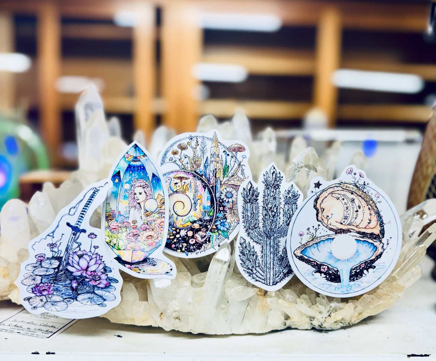 Crystal Cactus Art Print – Mystical Desert Crystal Art with Poetry