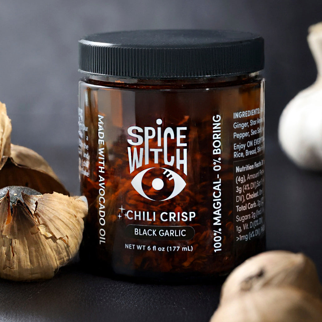 Chili Crisp- Black Garlic- Spicy Umami Condiment And Cooking Oil