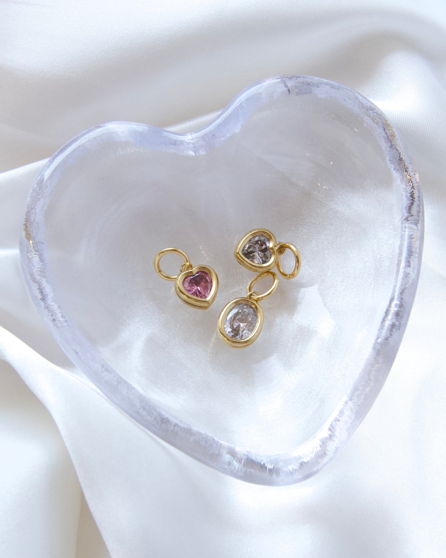 Clear Heart Gem Bezel Charm