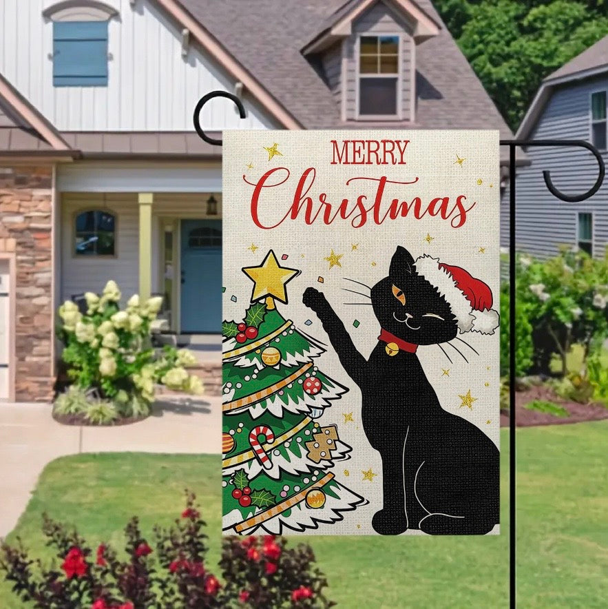 Christmas Cat Garden Flags
