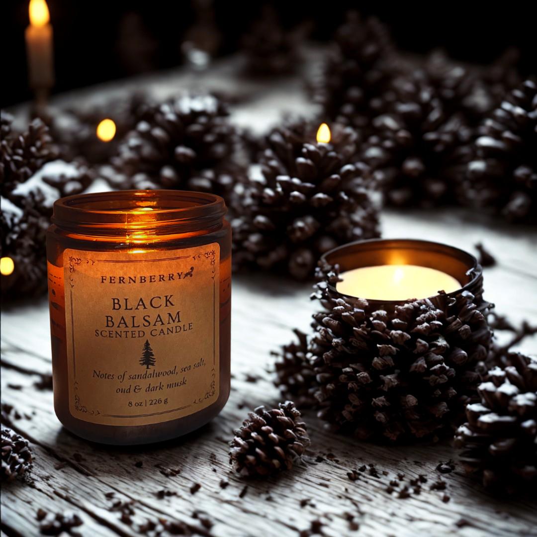 Black Balsam- 8oz Wood Wick Candle