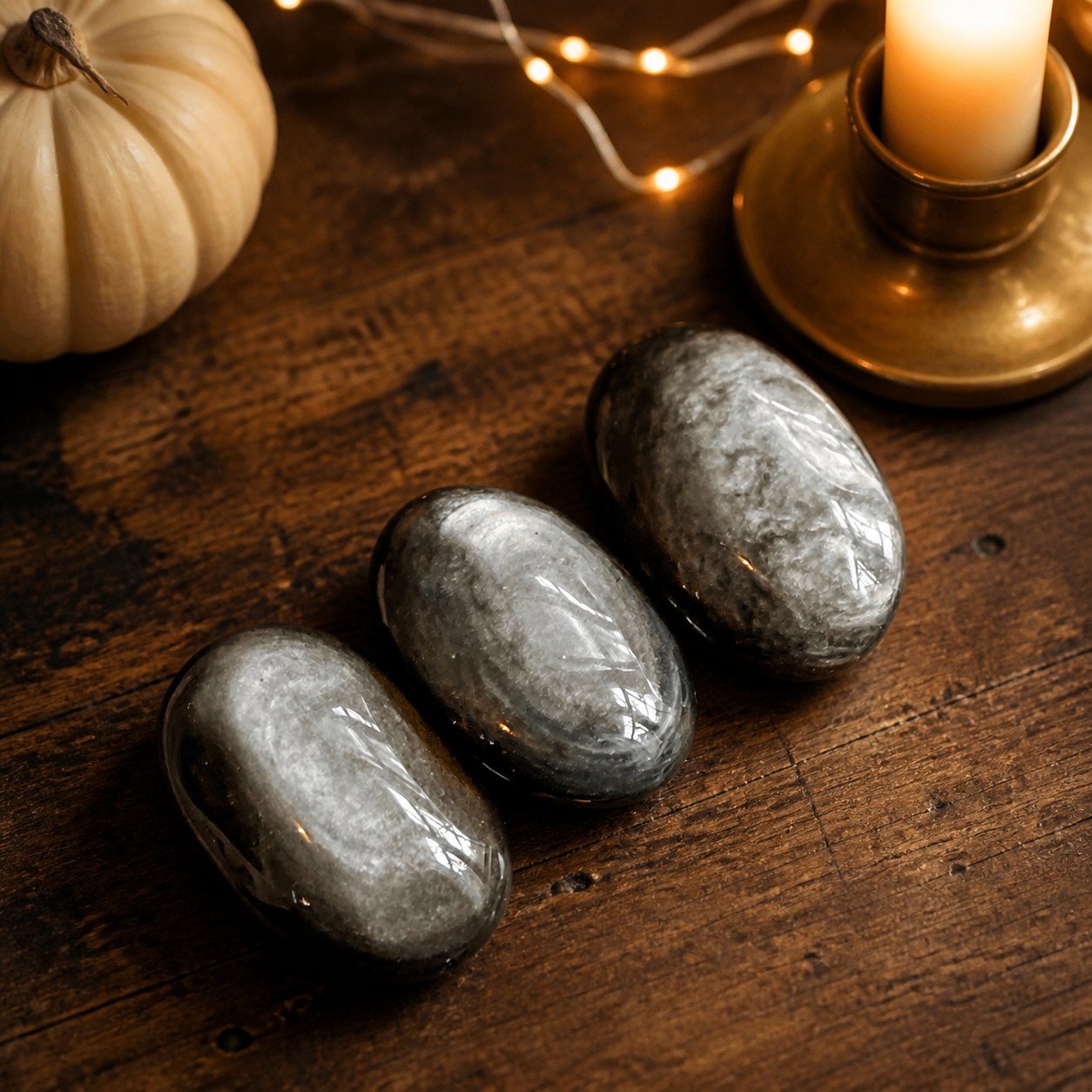Silver Obsidian Palmstones