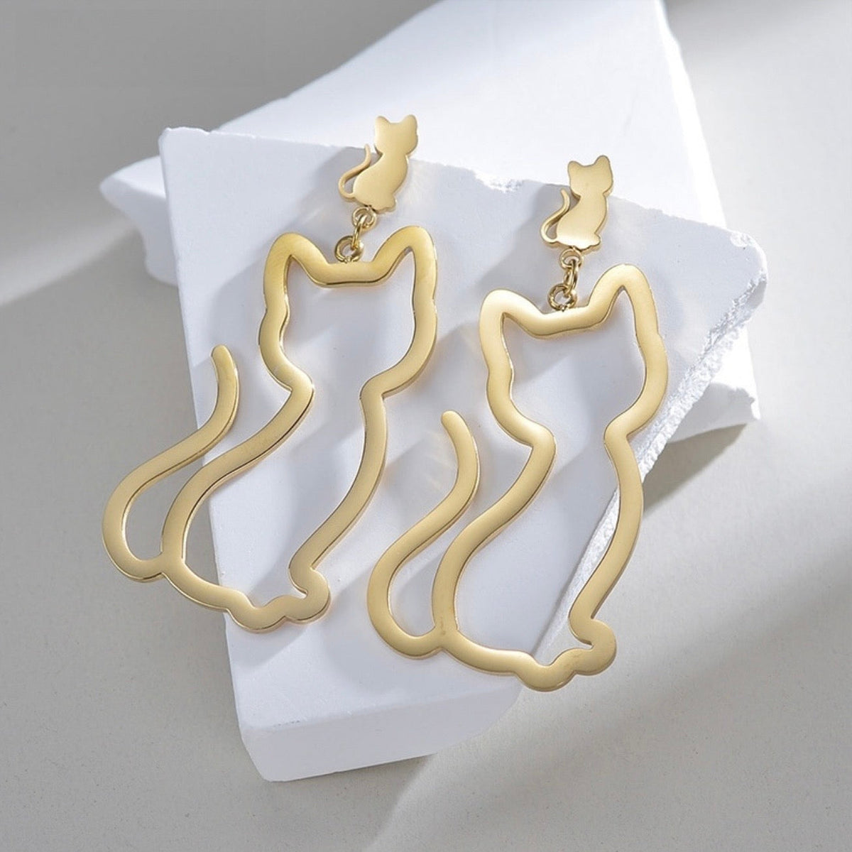 Cat Squared | 14k Gold Plated Earrings
