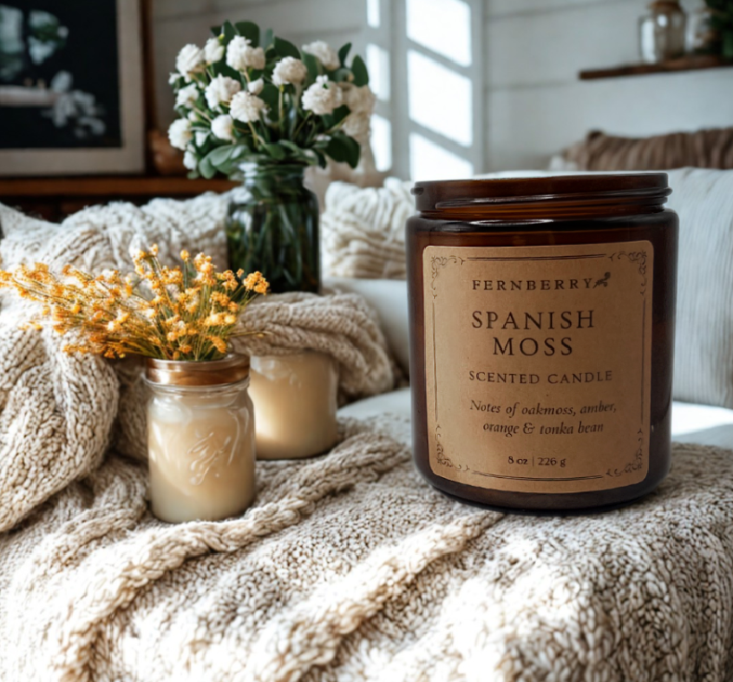 Spanish Moss- 8 oz Wood Wick Candle