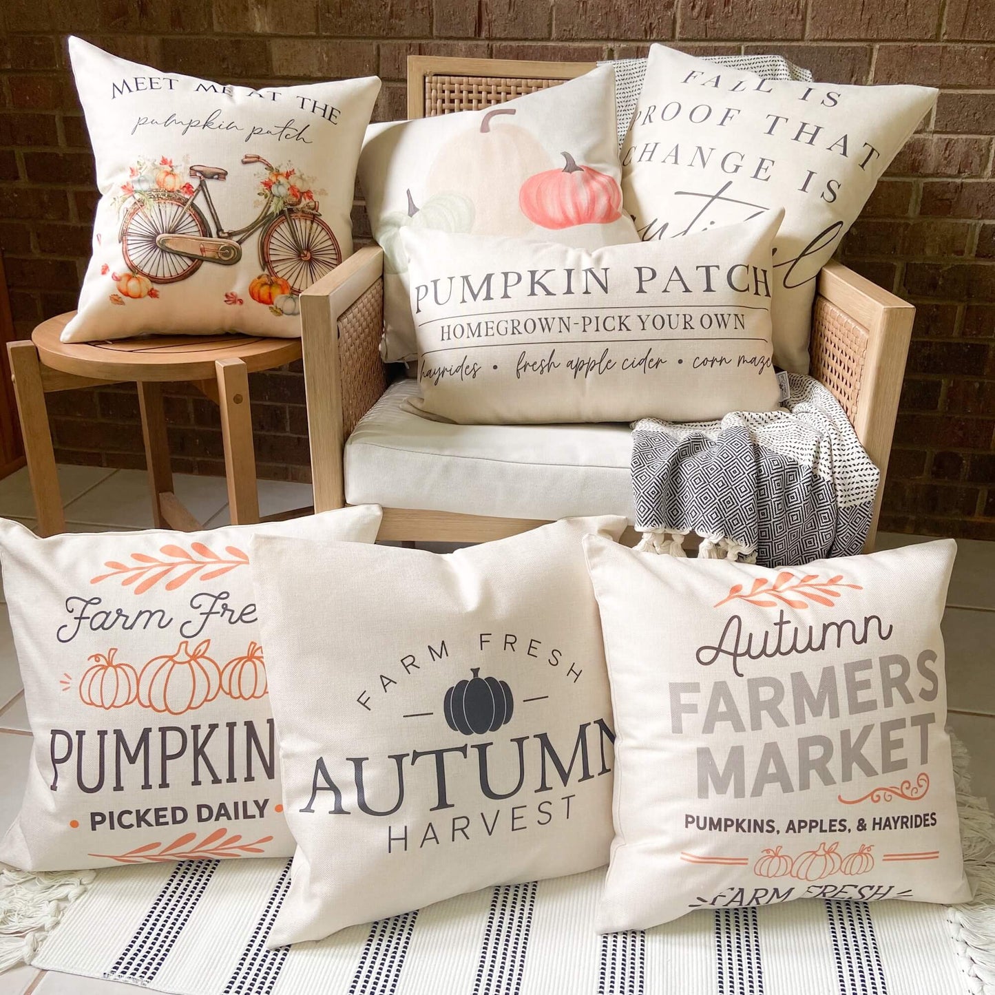 Pumpkins Apples Hayrides Pillow Cover 18x18 inch