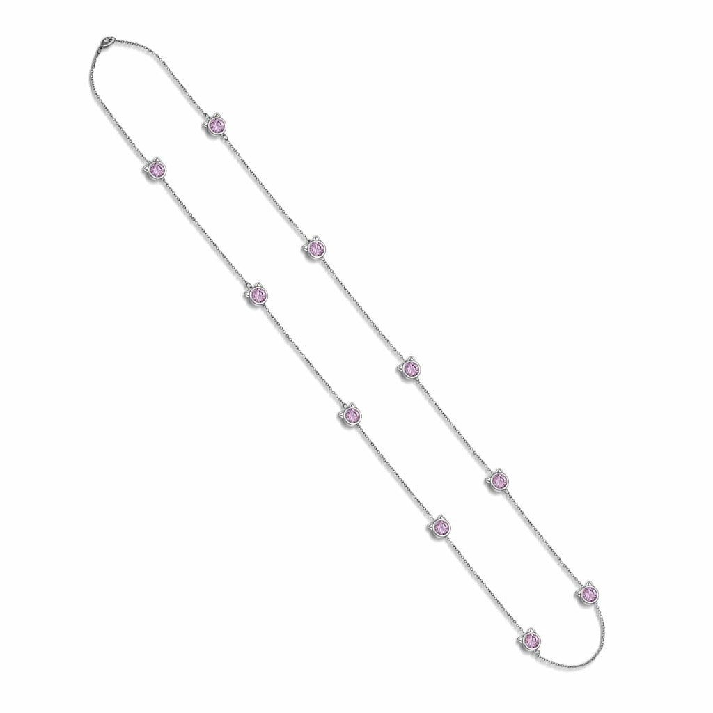 Crystal Cat Station Necklace | Sterling Silver