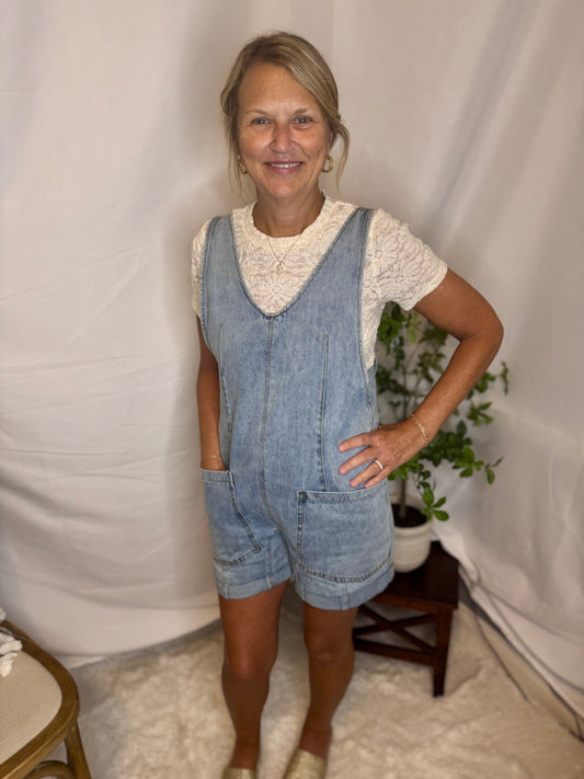Denim Short Overalls