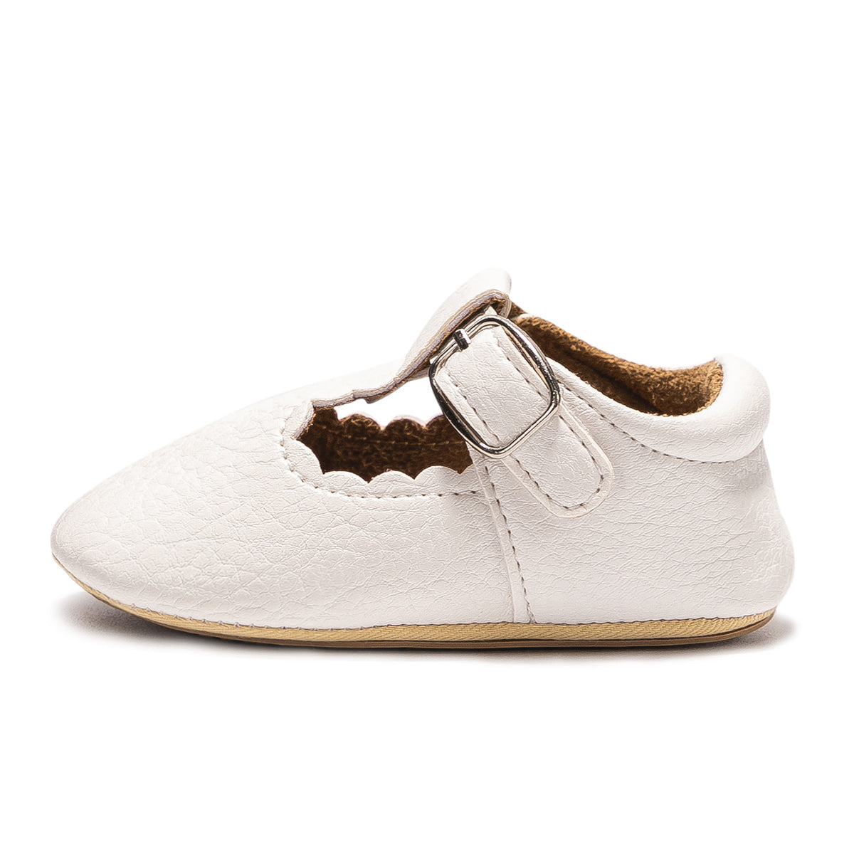 Baby Girl's Scalloped, T-strap All Occasion Shoes (White)