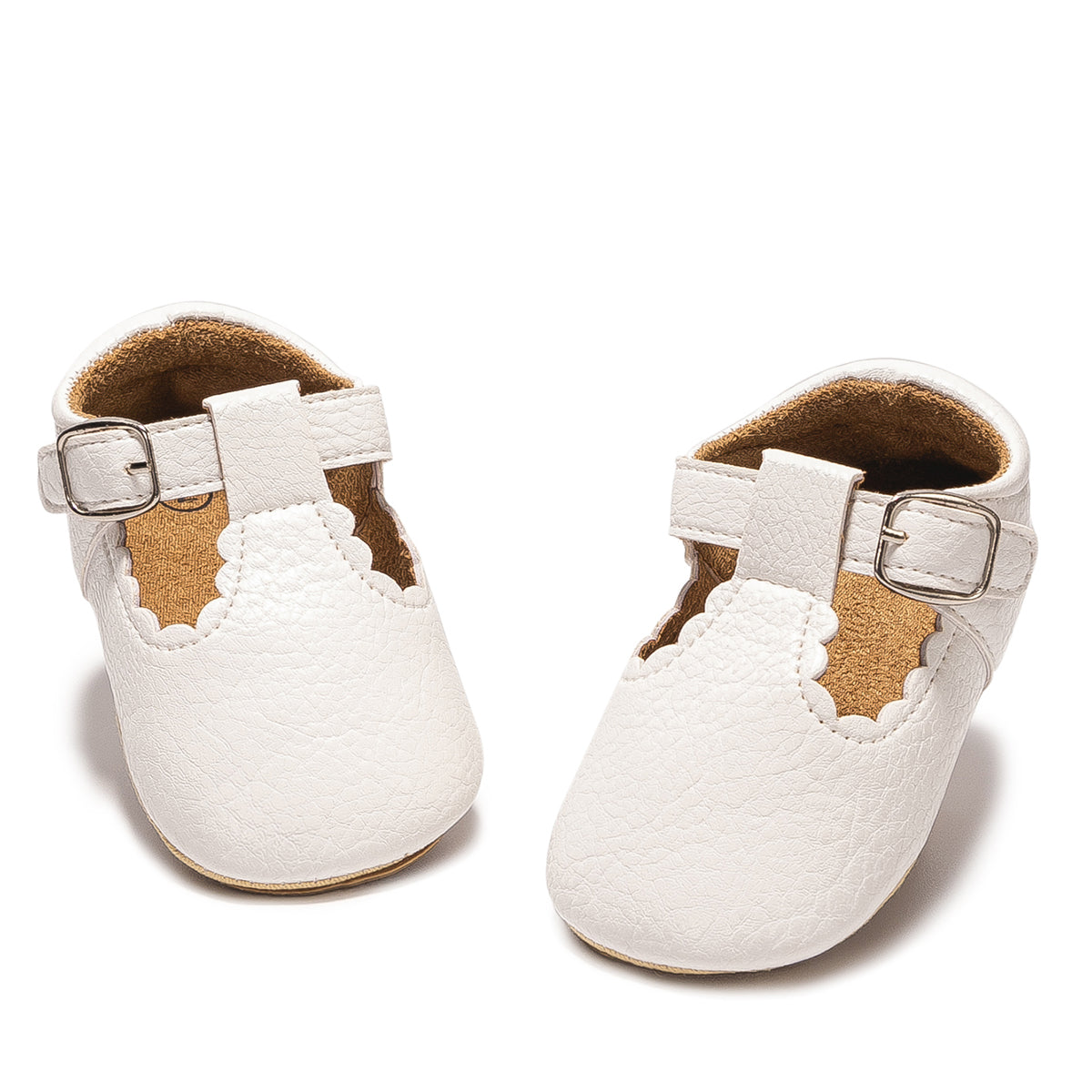 Baby Girl's Scalloped, T-strap All Occasion Shoes (White)