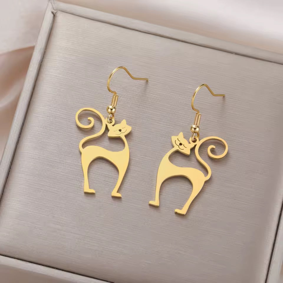 Atomic Cat Stainless Earrings