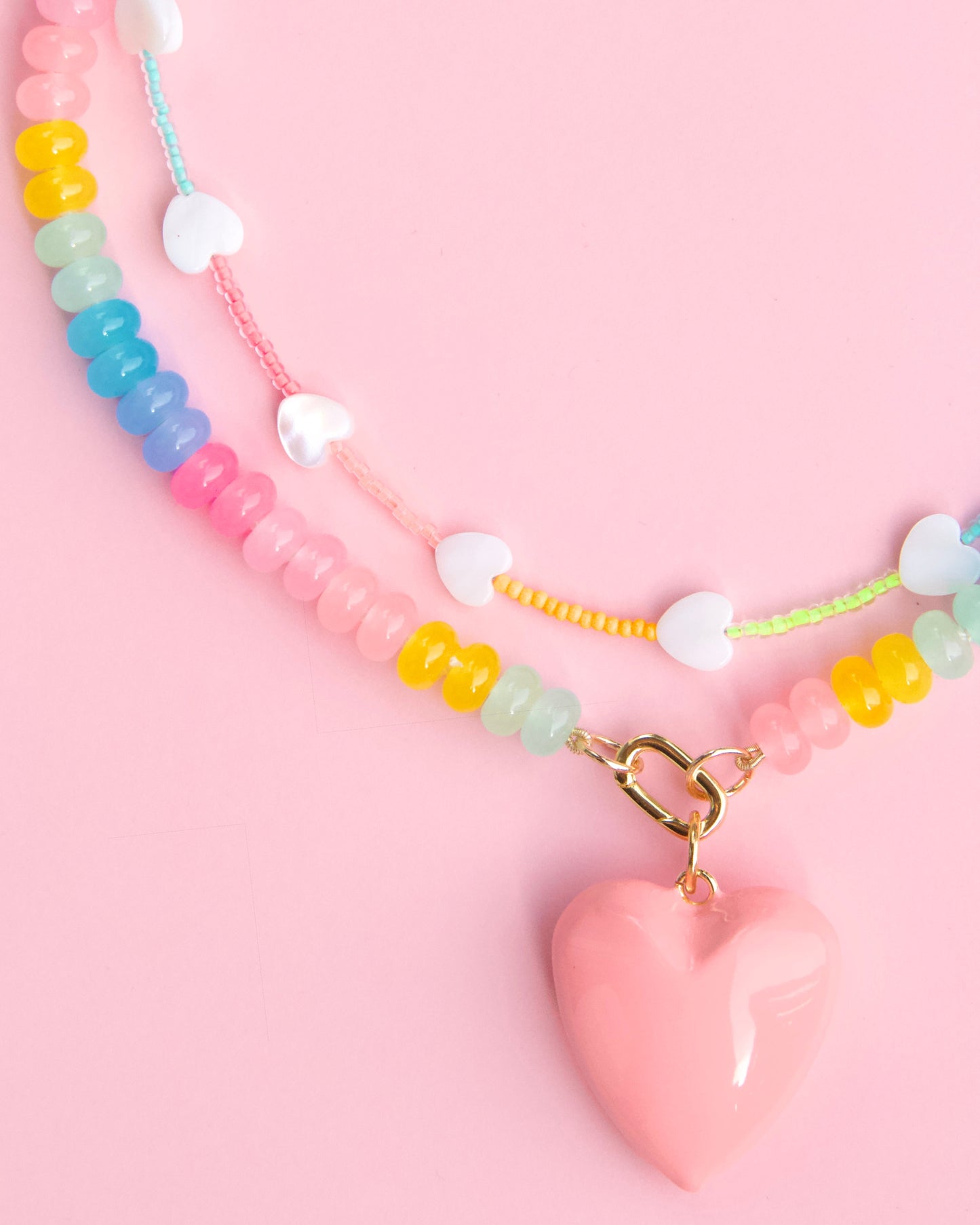 Medium Enamel Heart Charm - Peach