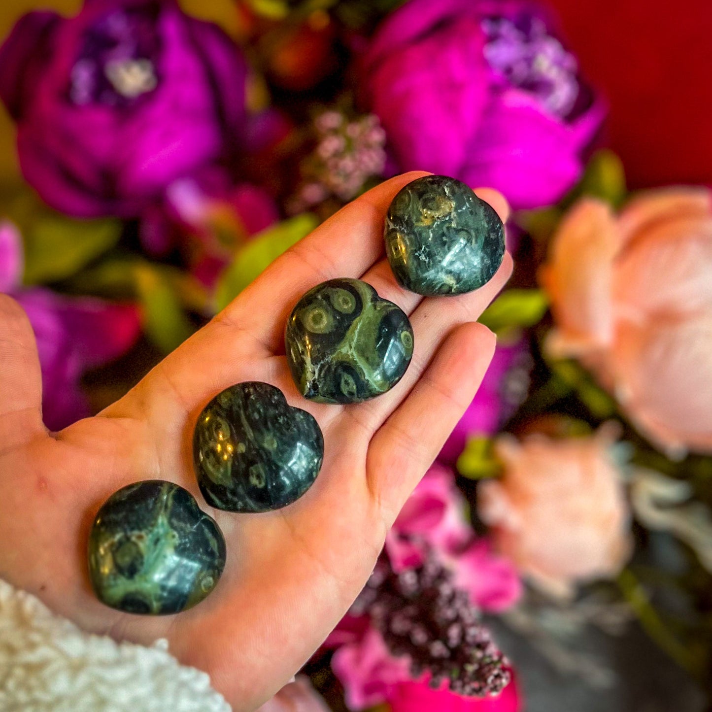 3 cm Kambaba Jasper Hearts for Mothers Day Gifts
