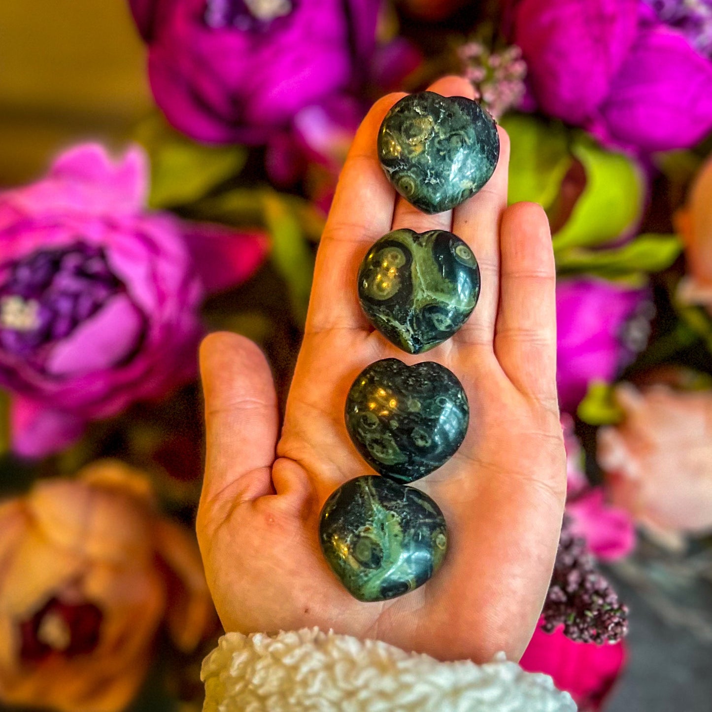 3 cm Kambaba Jasper Hearts for Mothers Day Gifts