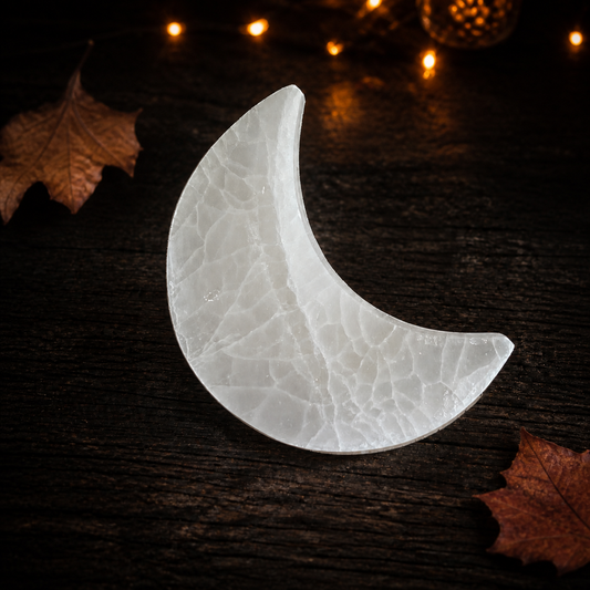 4" Selenite Crescent MOON
