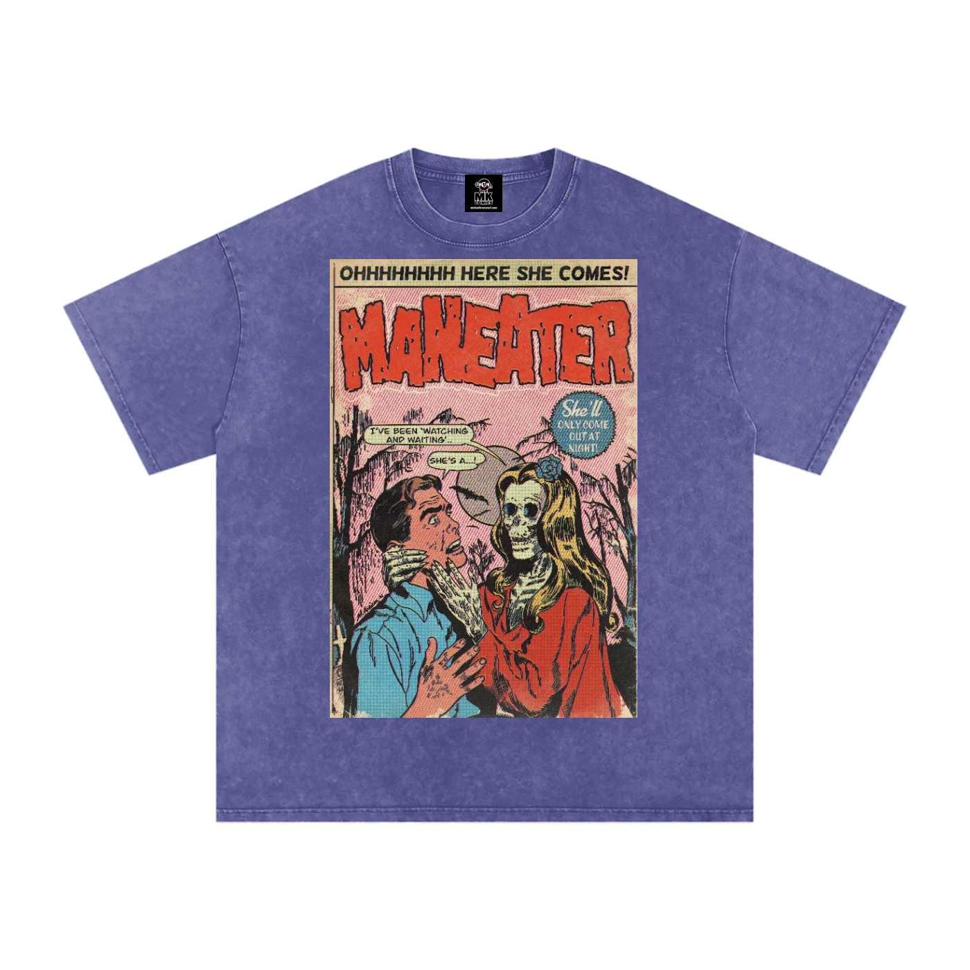 Maneater - Snow Washed Oversized Cotton T-Shirt