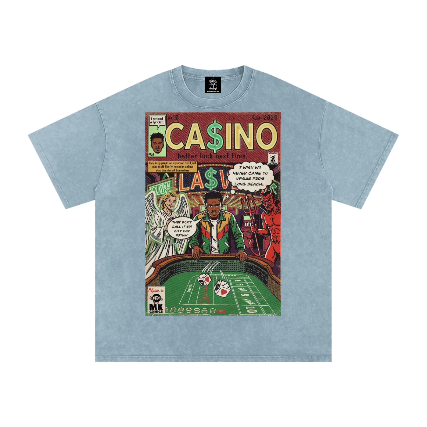 Casino - Snow Washed Oversized Cotton T-Shirt