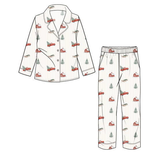 Little Red Truck Youth Unisex Button Down Set