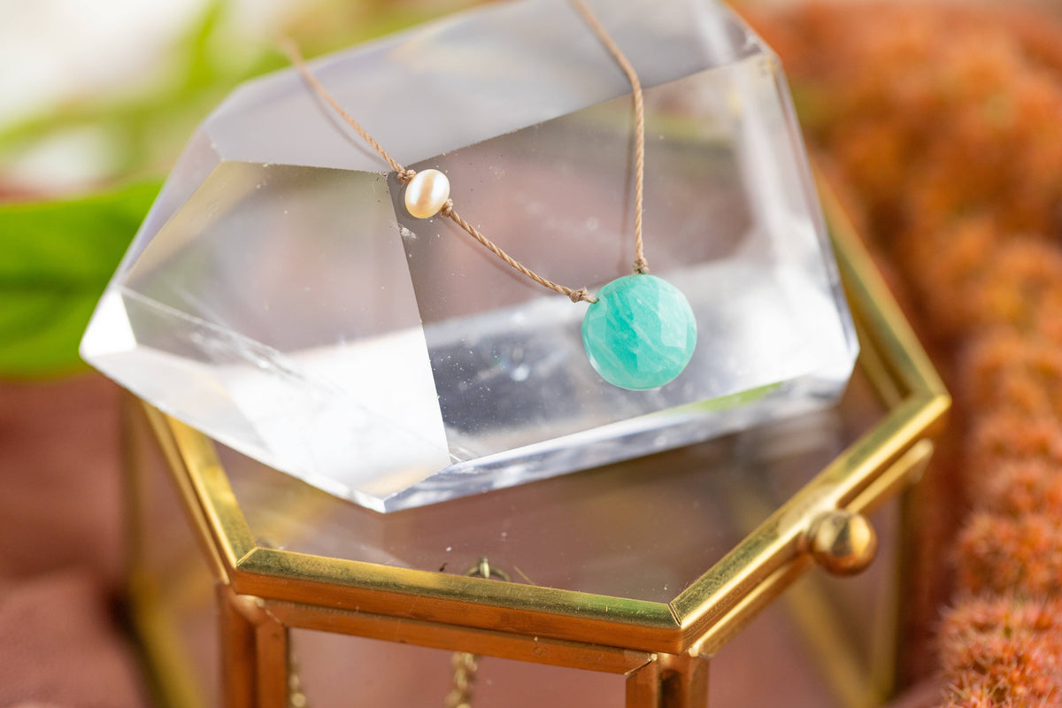 Amazonite & Pearl Goddess Necklace for You Are Brave