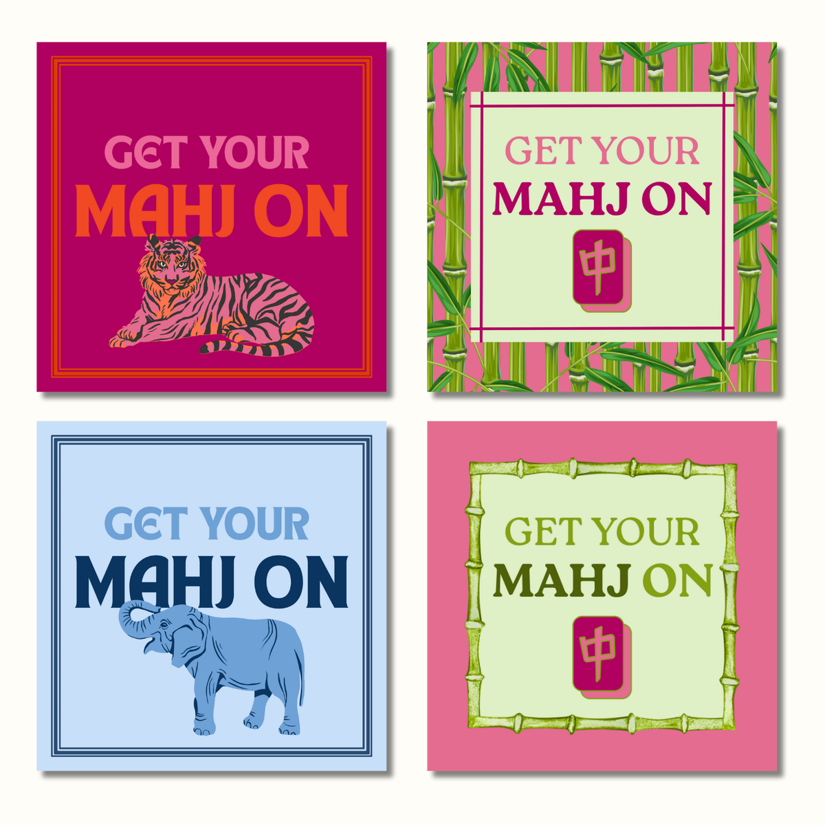 Mahjong Inspired Crane Cocktail Napkin