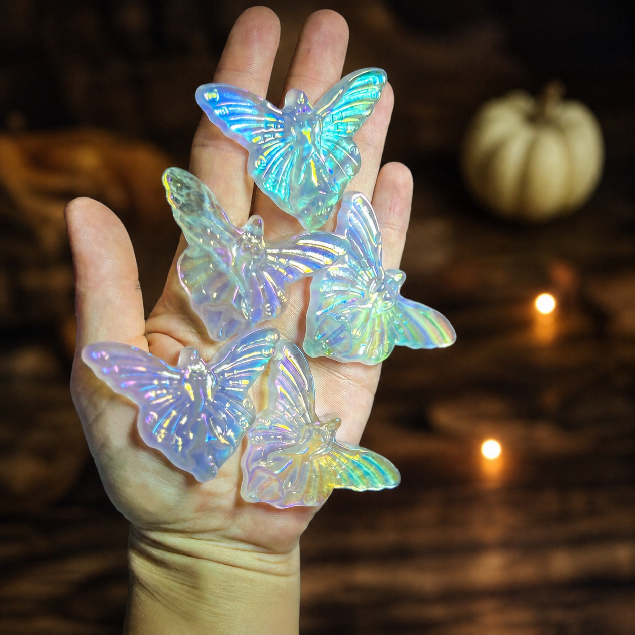 Angel Aura Quartz Crystal Fairy Perched on a Mushroom