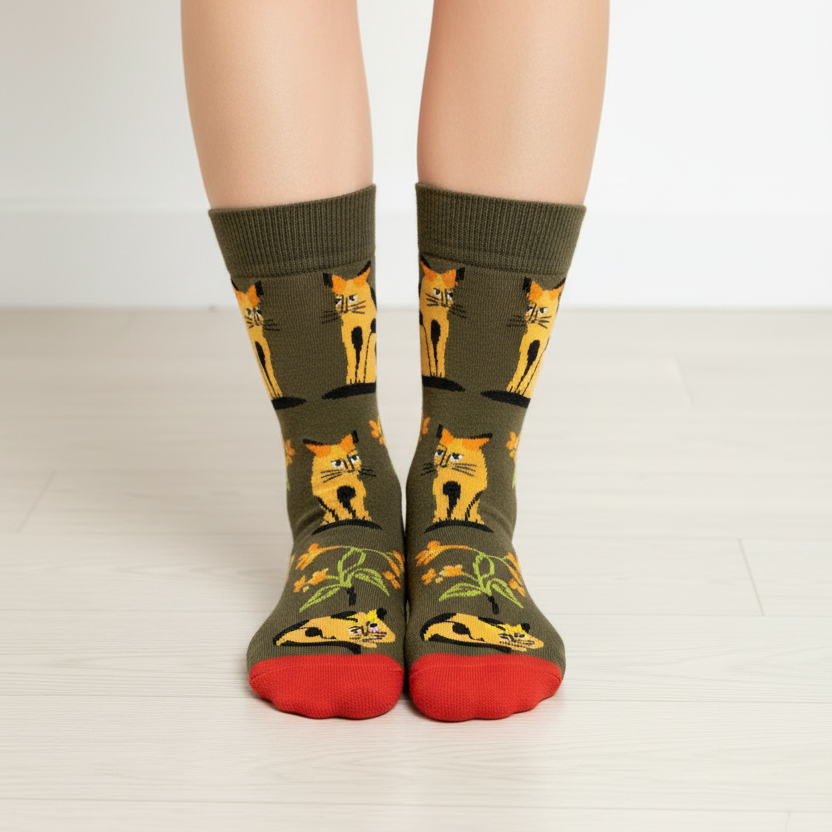 Orange Cat | Cotton Blend Socks