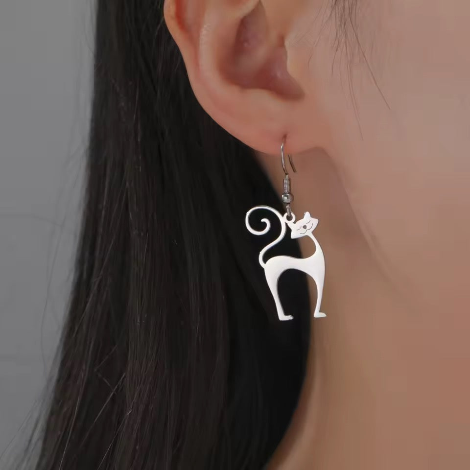 Atomic Cat Stainless Earrings