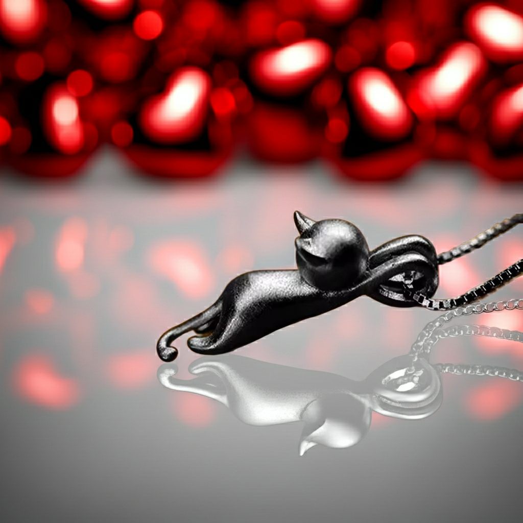 Hold On Tight | Rustic Black Cat Necklace