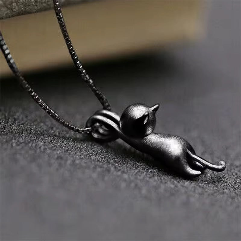 Hold On Tight | Rustic Black Cat Necklace