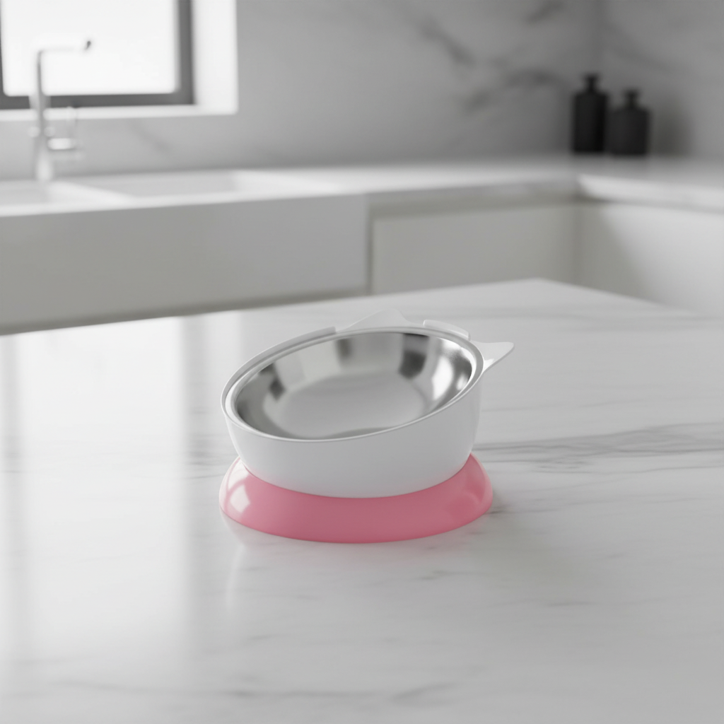 Stainless Steel Elevated Angled Cat Bowl