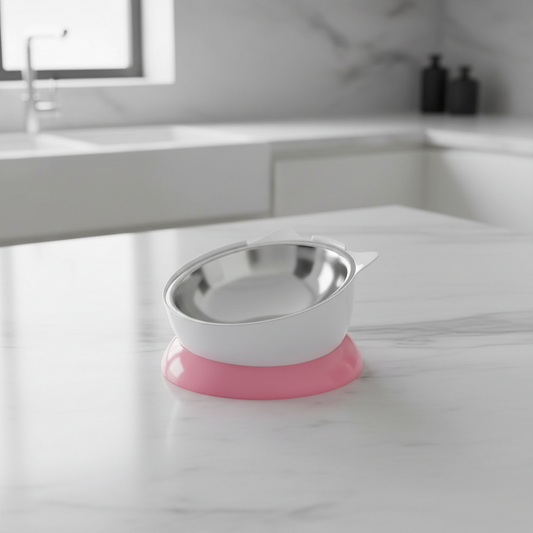 Stainless Steel Elevated Angled Cat Bowl