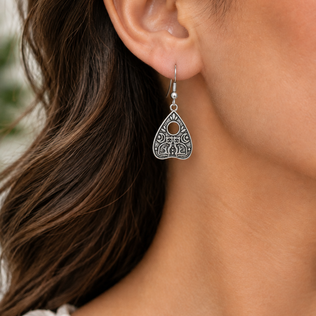 Cats on Ouija Planchette Earrings