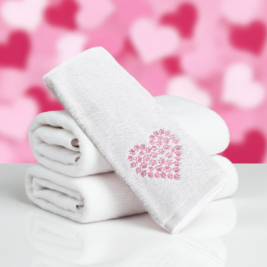 Sweet Heart Cat Hand Towels