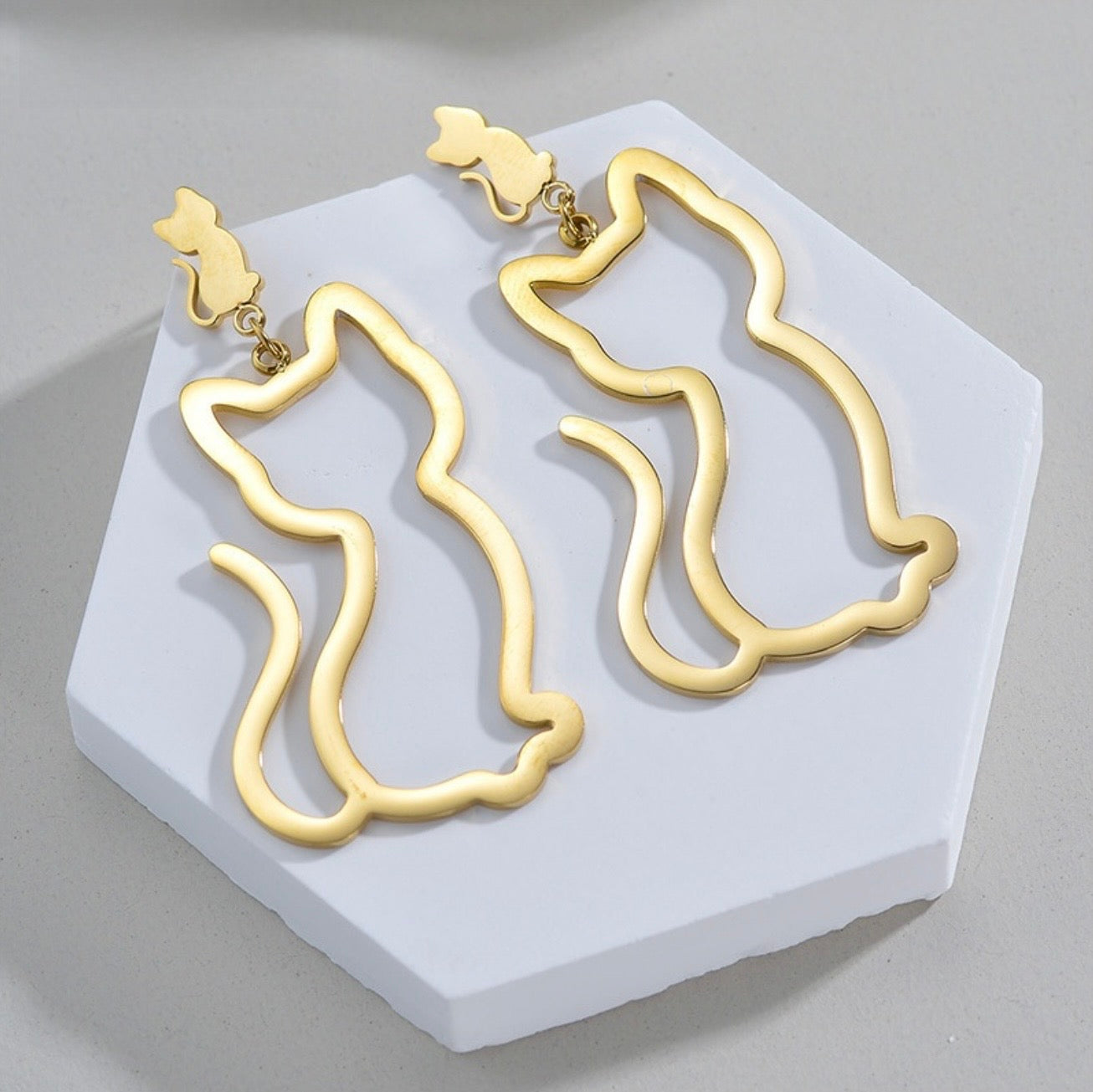 Cat Squared | 14k Gold Plated Earrings