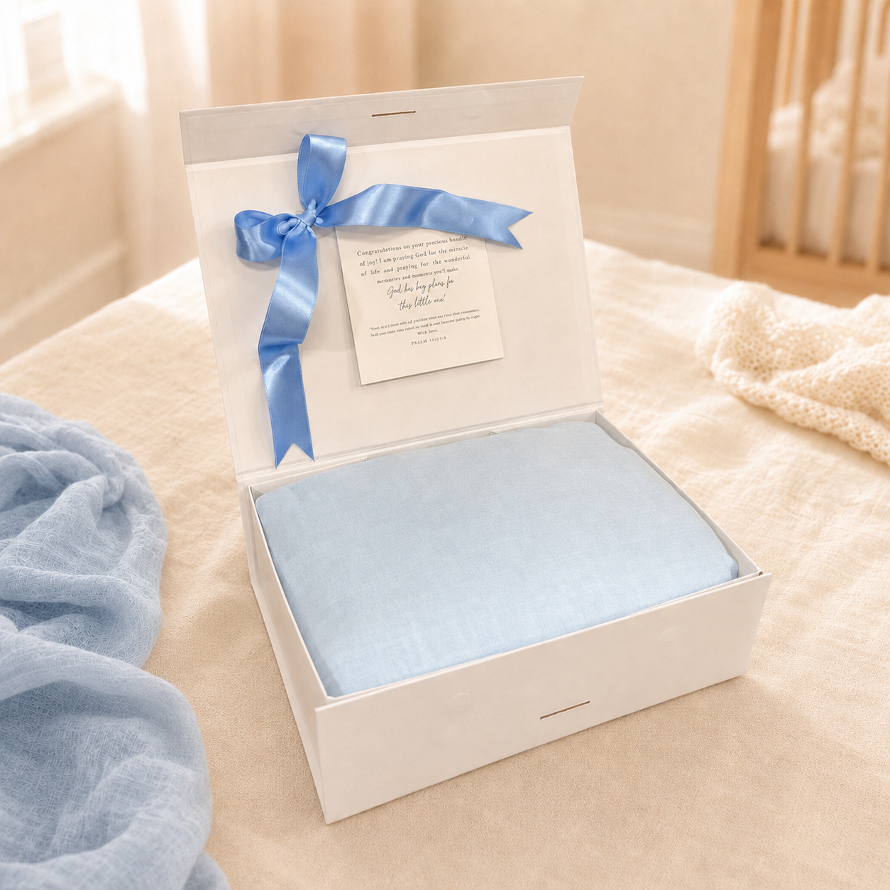 Swaddle Muslin Blanket: Solid Blue, Boy Newborn Gift