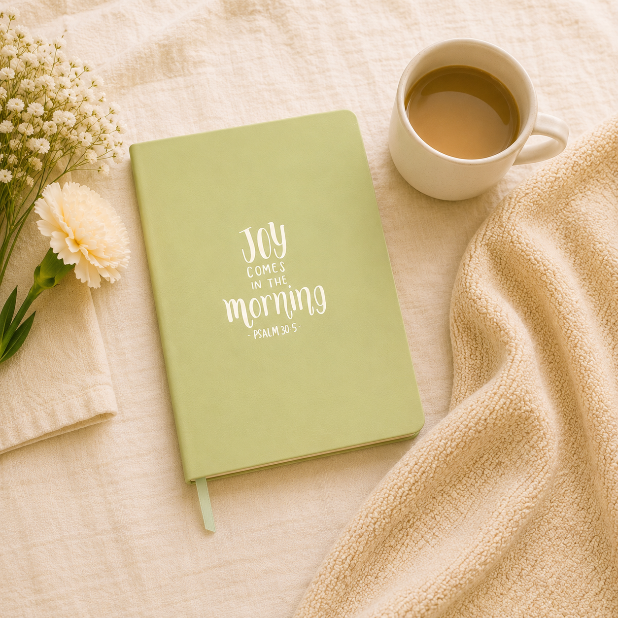 Journal: HeyPeacock Journal, PREMIUM Soft Leather - JOY COMES IN THE MORNING