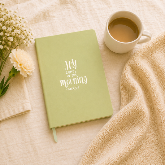 Journal: HeyPeacock Journal, PREMIUM Soft Leather - JOY COMES IN THE MORNING