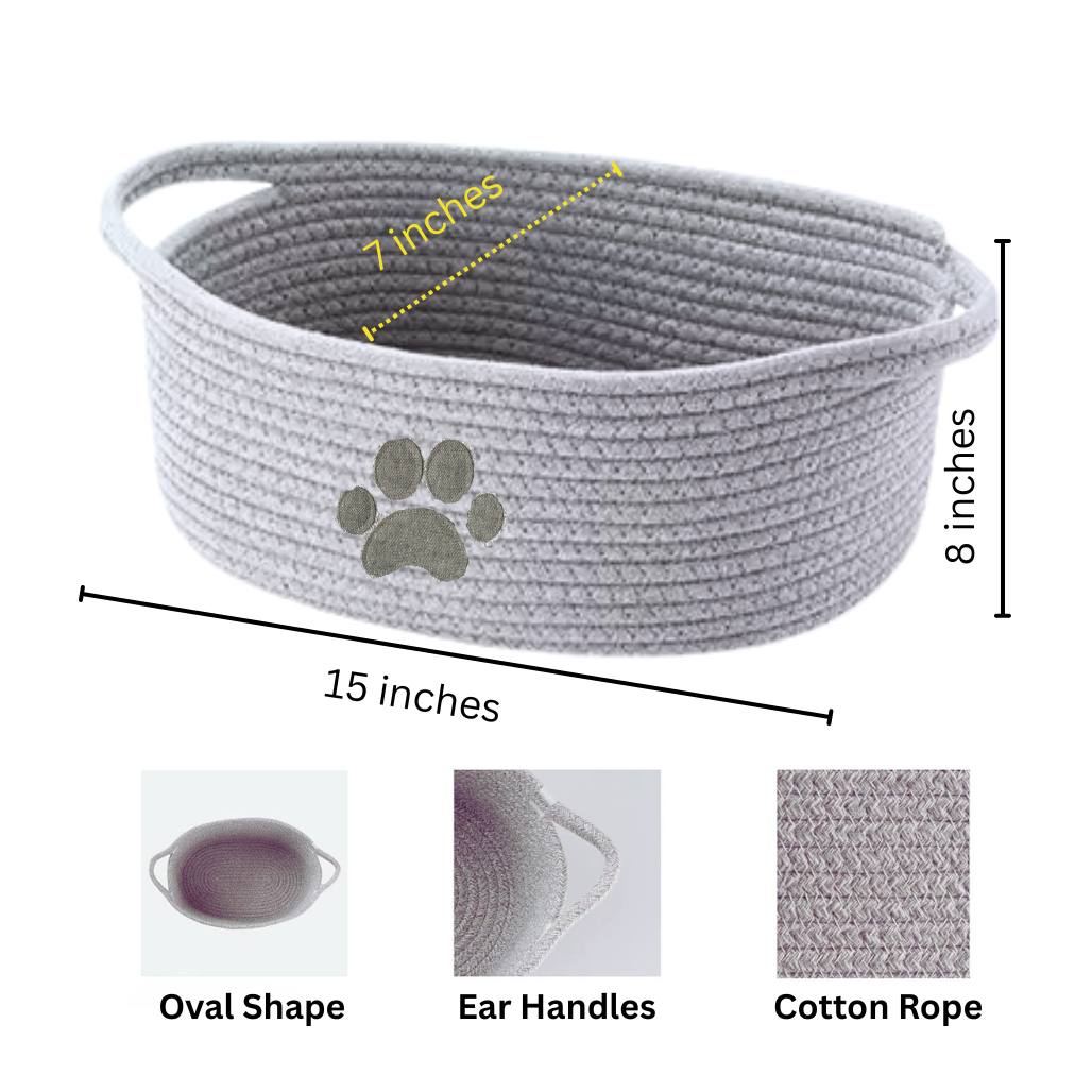 Cat Paw Embellished | Oval Rope Basket