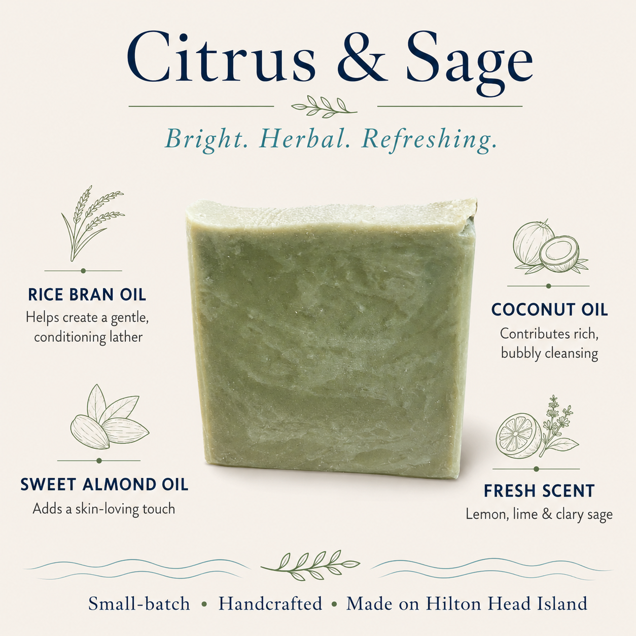 Citrus & Sage Artisan Soap| Lemon Lime Scented Handmade Soap