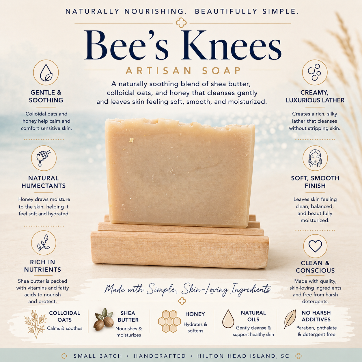 Bee's Knees Artisan Soap | Oatmeal, Milk & Honey Scented Handmade Soap