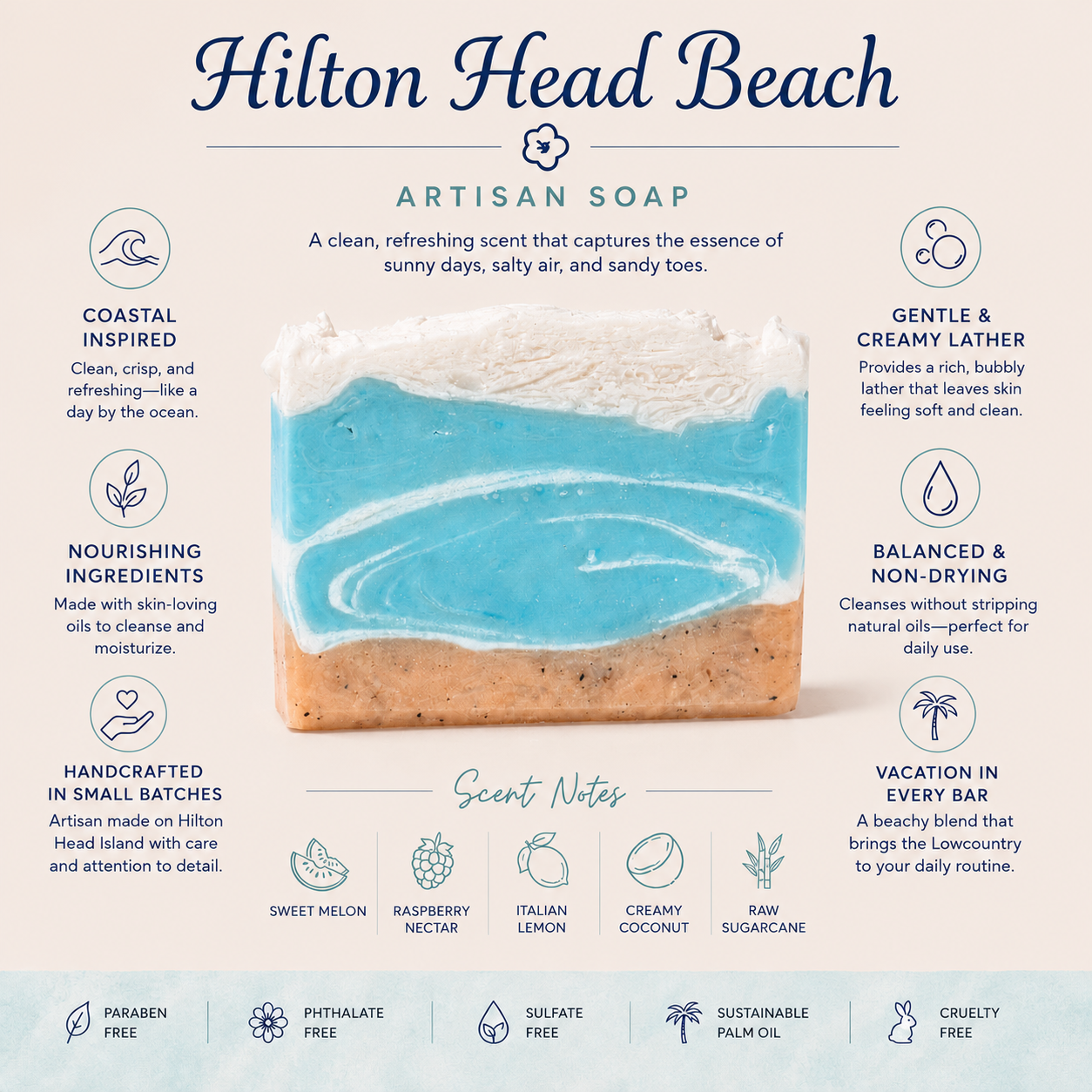 Hilton Head Beach Handmade Soap | Tropical Artisan Bar Soap