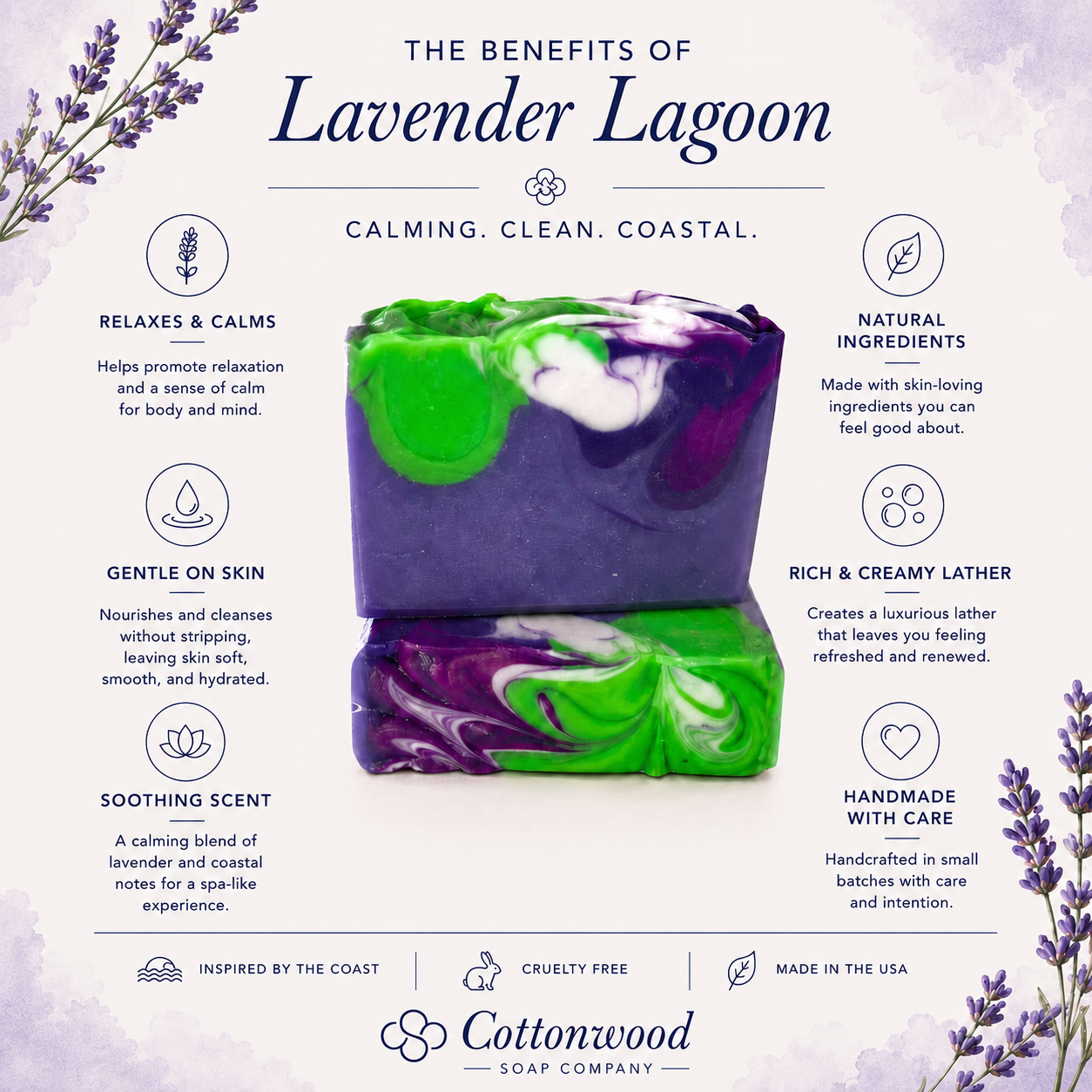 Lavender Lagoon Artisan Soap | Relaxing Lavender Scented Handmade Soap