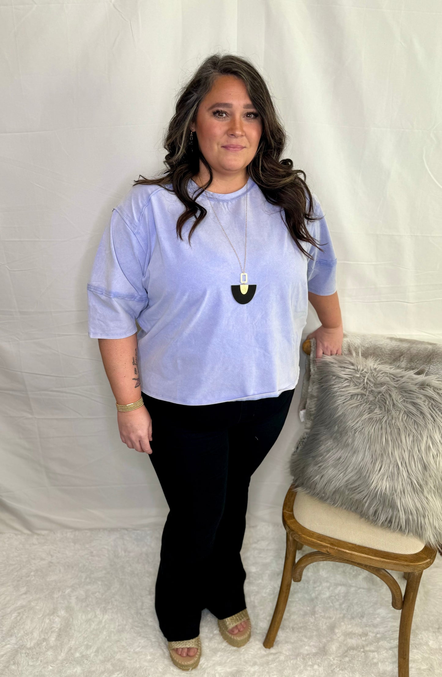 The Go To Casual Top Plus Size- Lavender