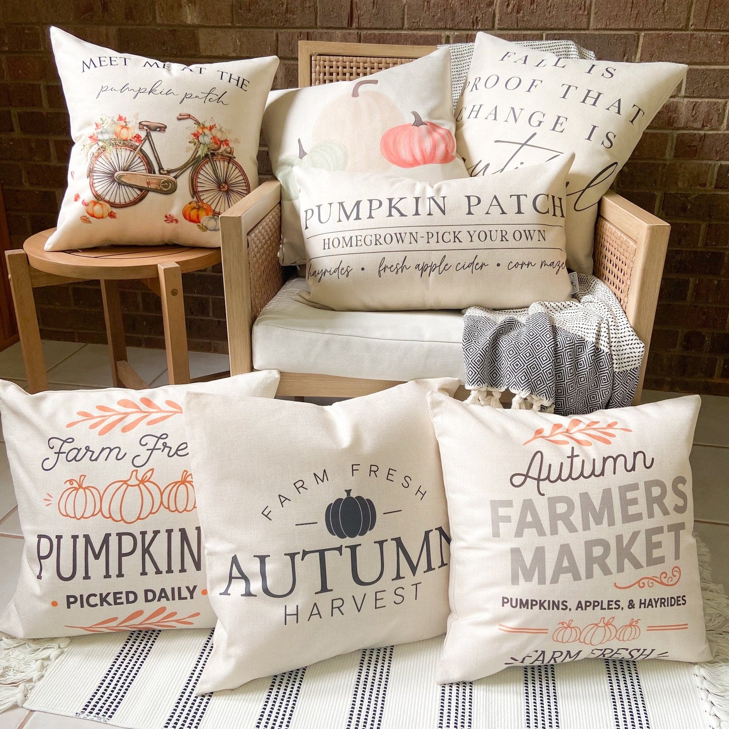 Fall Bike Pillow Cover 18x18 inch
