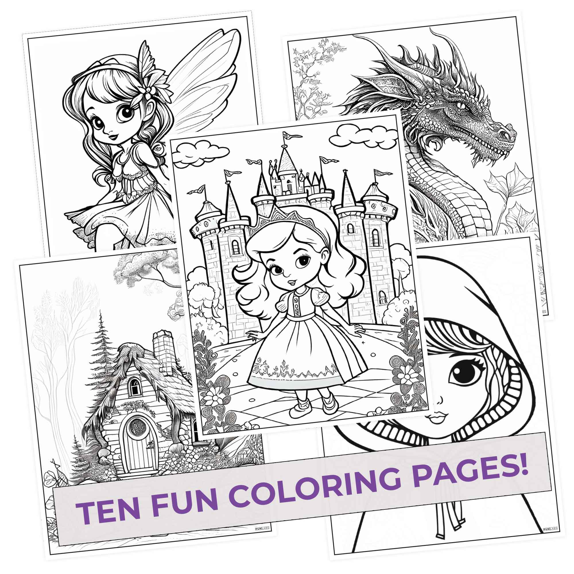 Fairy Tale Colors Coloring Pages (10 Pack) – Carolina Cart