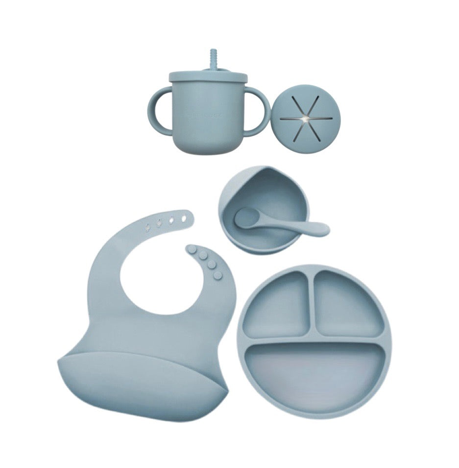 HeyPeacock Baby and Toddler Feeding Sets, Food-Grade Silicone (Sage)