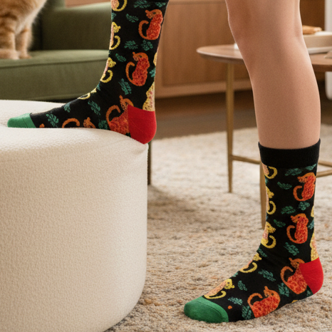 Flowery Leopards | Cat Socks