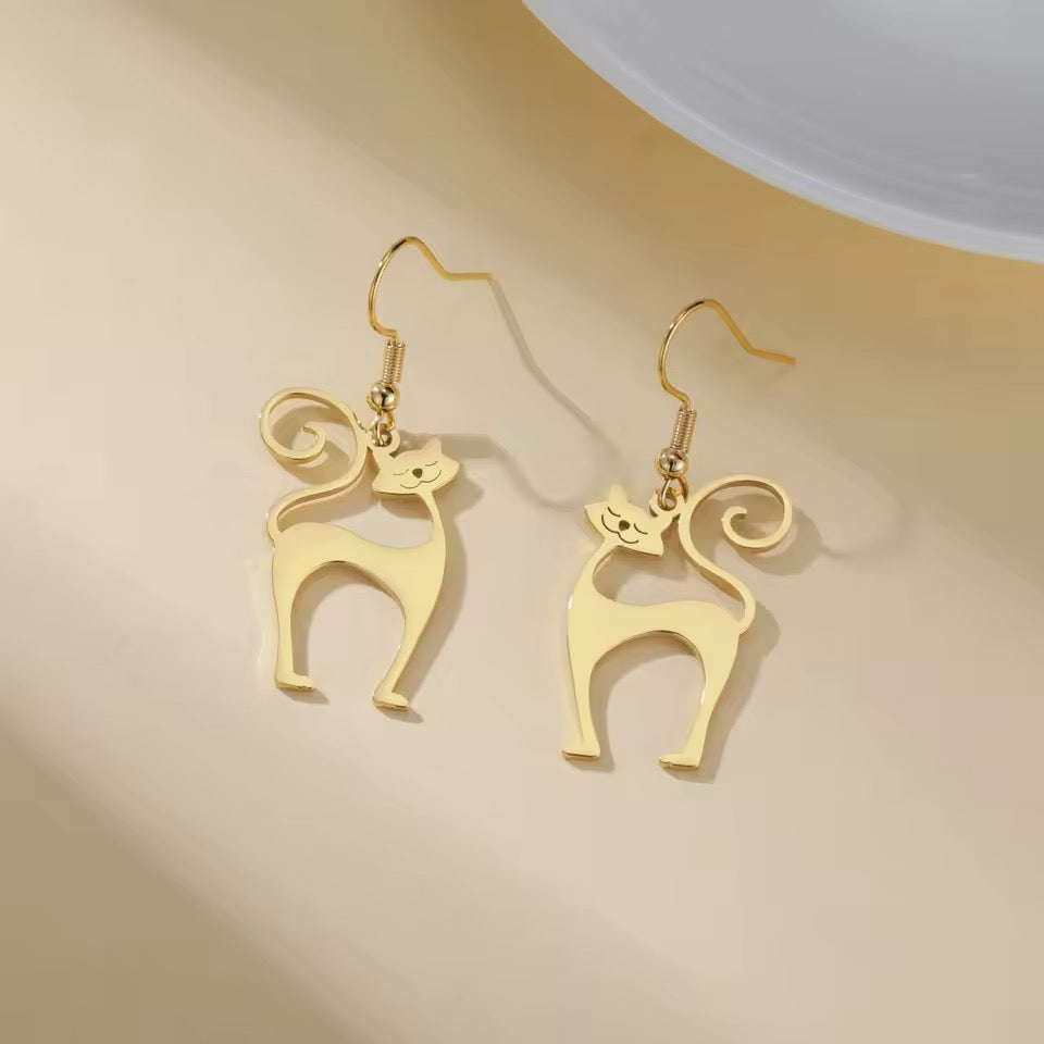 Atomic Cat Stainless Earrings