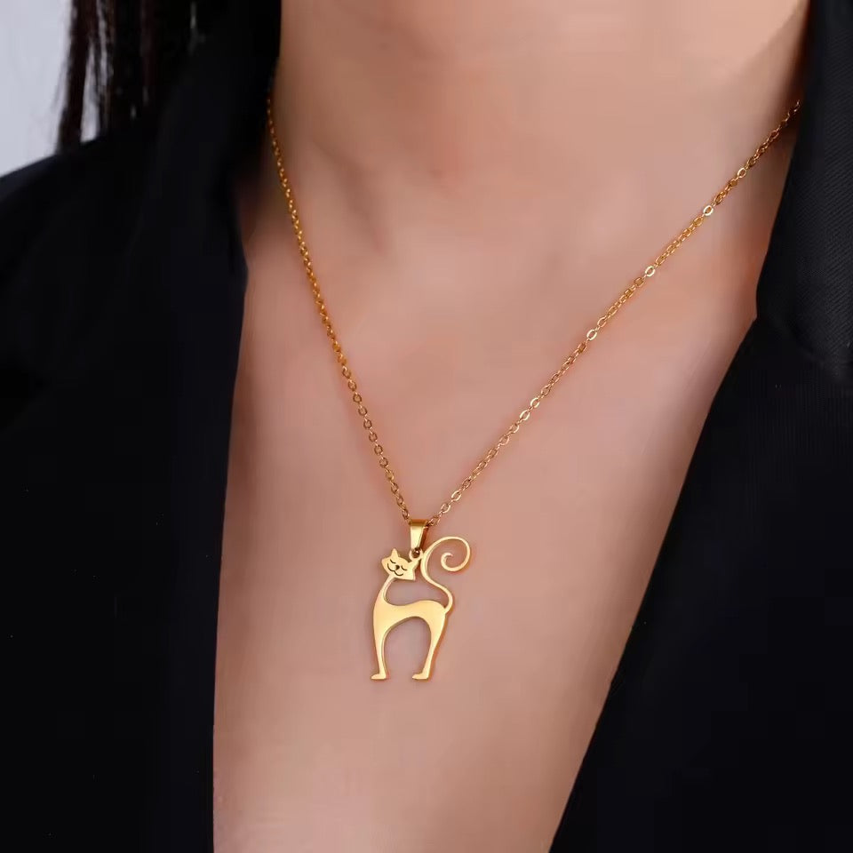 Atomic Cat Stainless Necklace | Gold or Silver