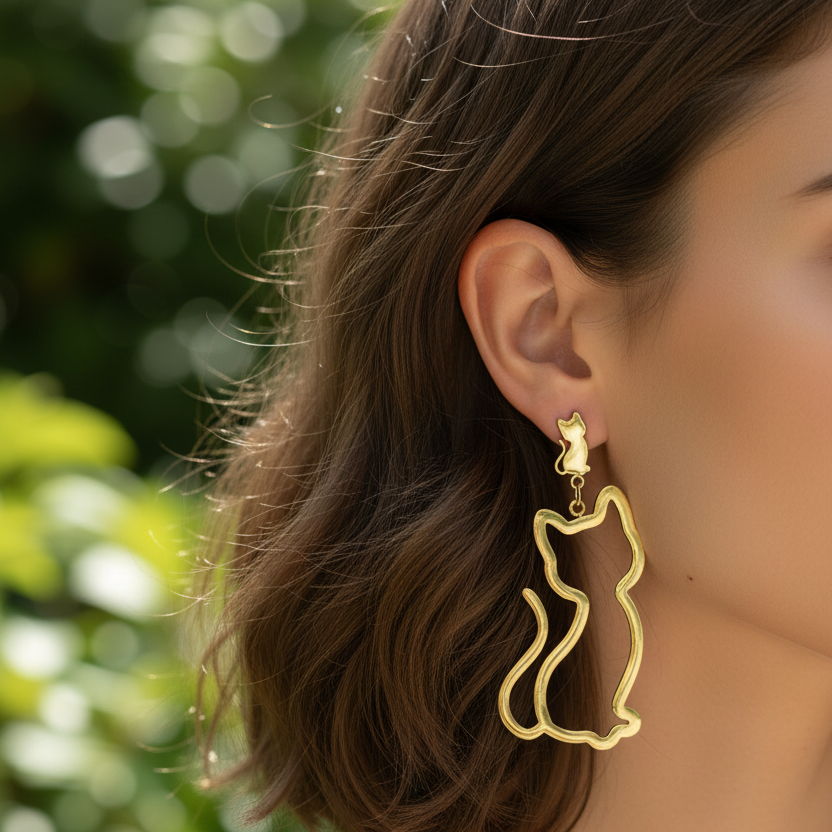 Cat Squared | 14k Gold Plated Earrings