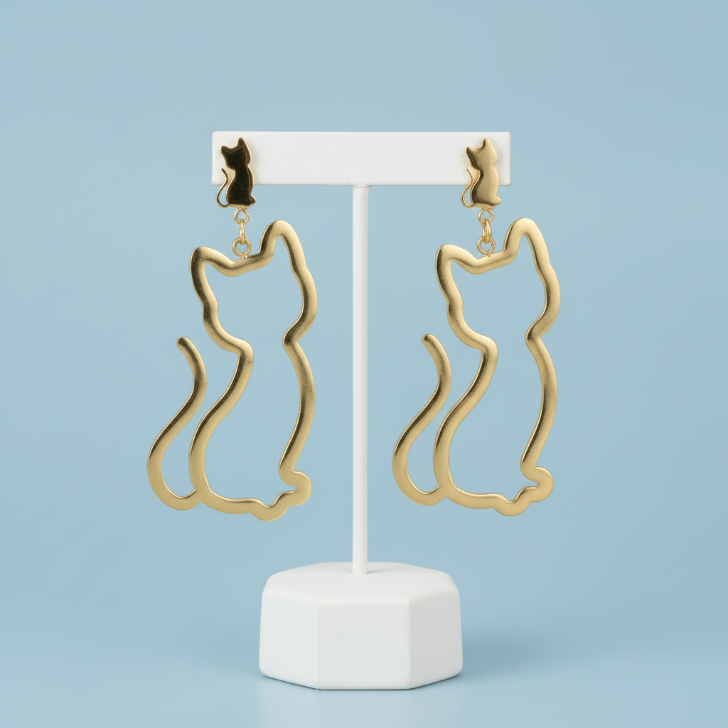 Cat Squared | 14k Gold Plated Earrings